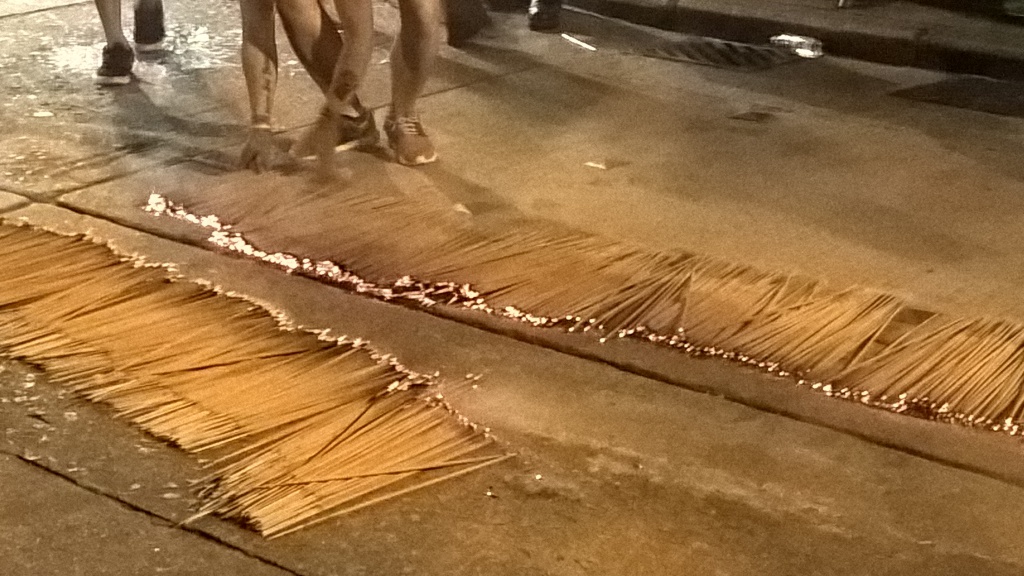 People prepares incense sticks for Tai Hang Fire Dragon Parade 28 Sept 2015