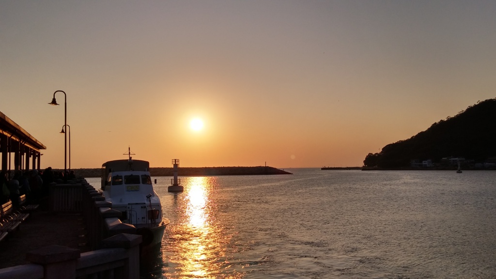 sunset pier boat