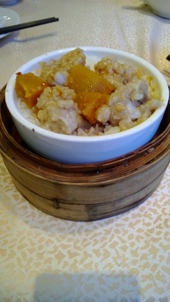 mini steamed rice with pork rib and pumpkin