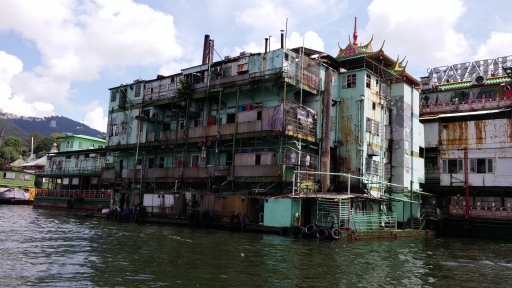 The back side of Jumbo Floating Restaurant is the clean but ugly kitchen