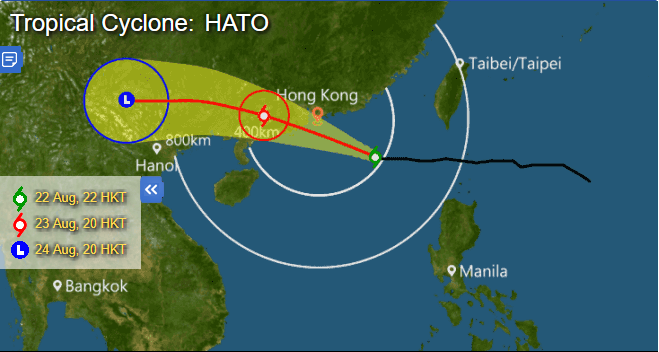 Typhoon Hato is approaching Hong Kong