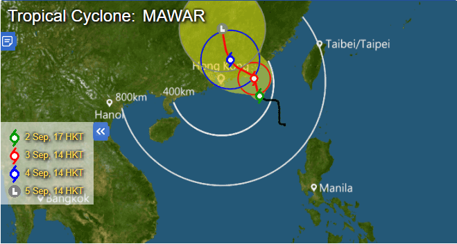 Tropical Cyclone MAWAR is approaching the Southern part of China