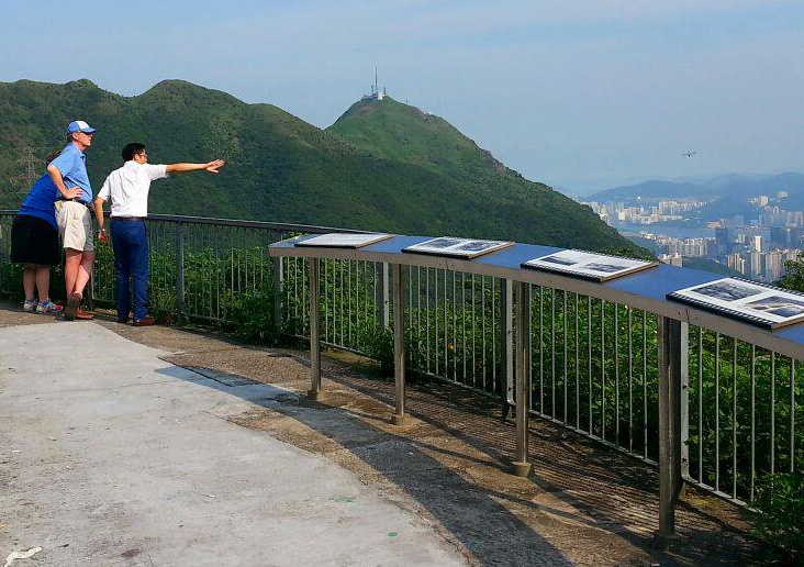 Frank the tour guide at Kowloon Peak with guests