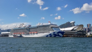 Majestic Princess cruise berths at Kai Tak oon the day with nice weather 28 June 2017