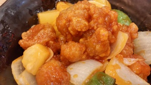 Sweet and sour pork close up