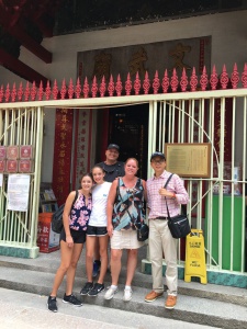 With guests at Man Mo Temple