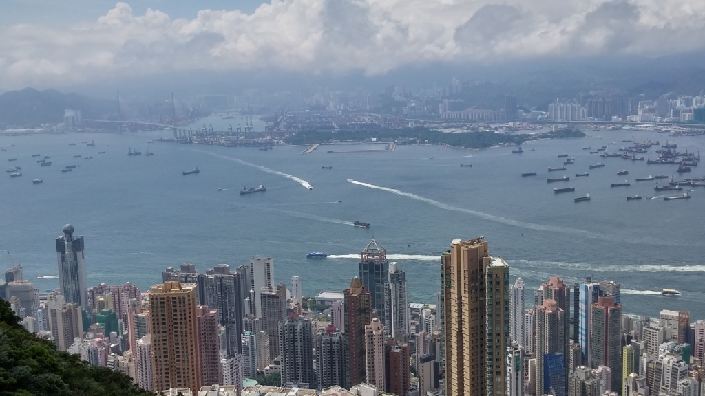 See the Hong Kong Island and Container Port from Lugard Road