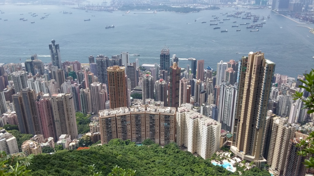 See the compact city area of Hong Kong Island from Lugard Road