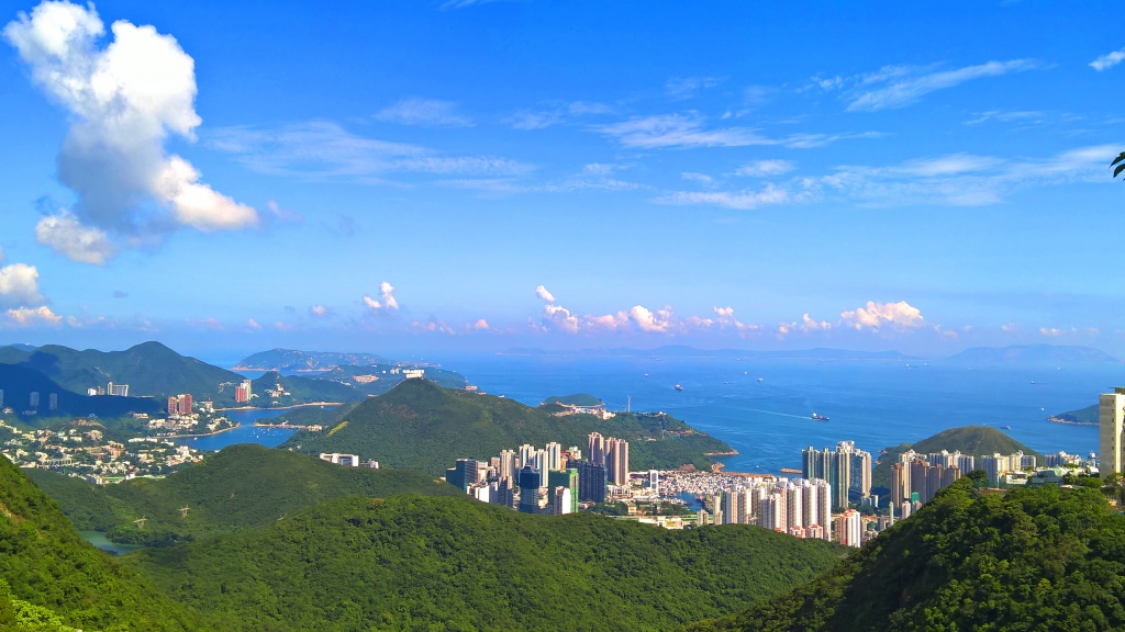 South Hong Kong Island panorama from the Mount Kellett Road at Victoria Peak