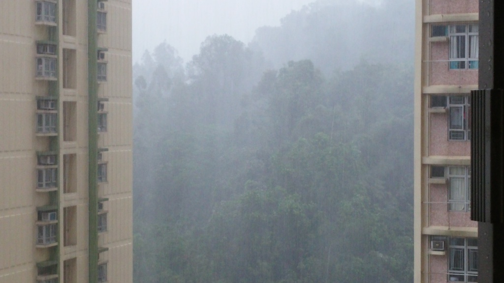 Heavy rain fall in the summertime of Hong Kong