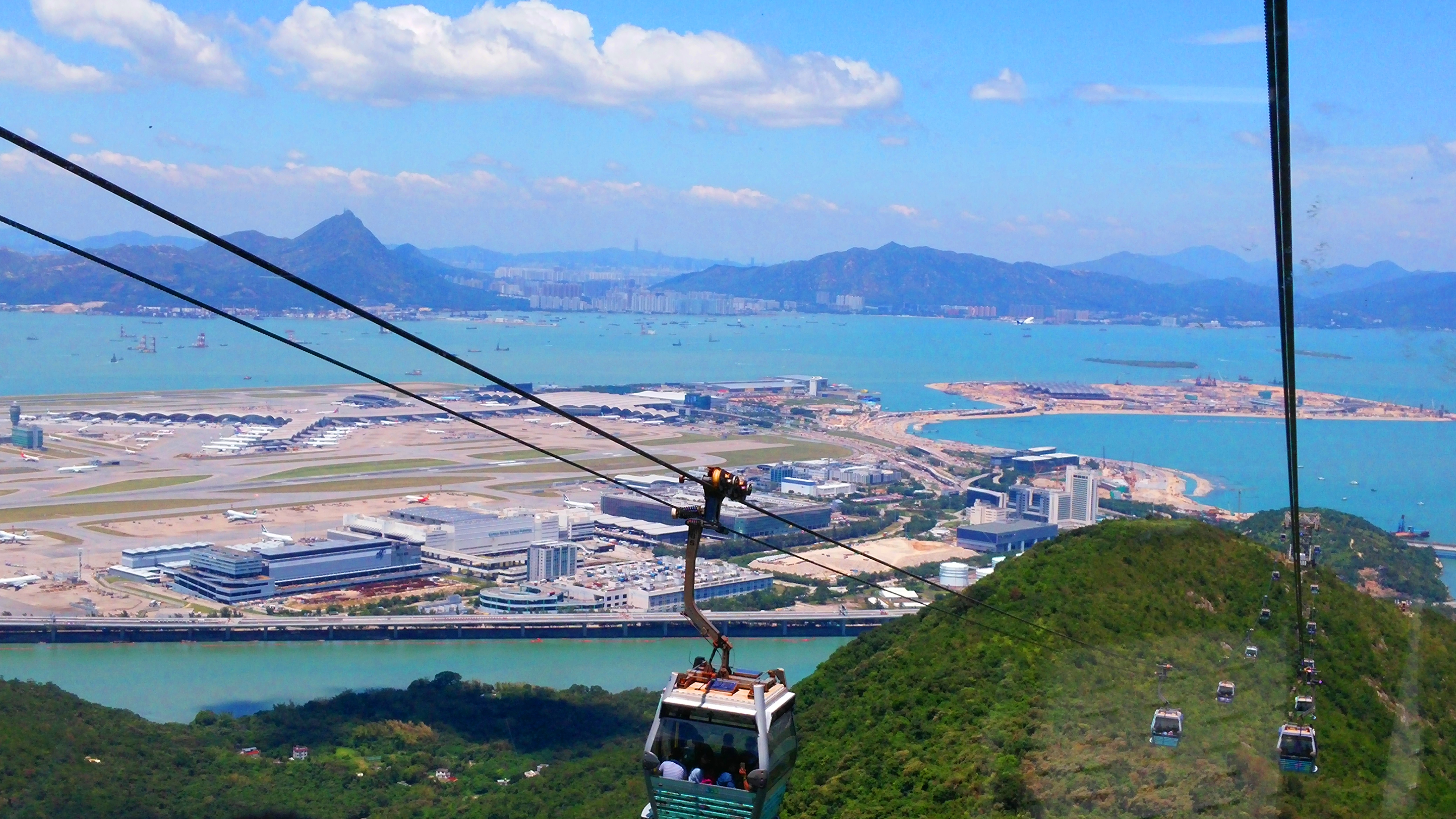 Hong Kong Airport from Ngong Ping 360 Cable Car cabin