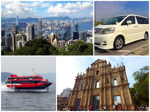 Victoria Harbour, private car, Turbojet ferry, St Paul's Ruins