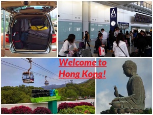 private car with many luggage, airport arrival hall, Ngong Ping 360 Cable Car, Big Buddha