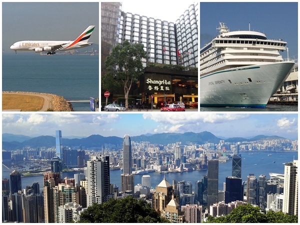 A380 plane, hotel, cruise, Victoria Harbour view