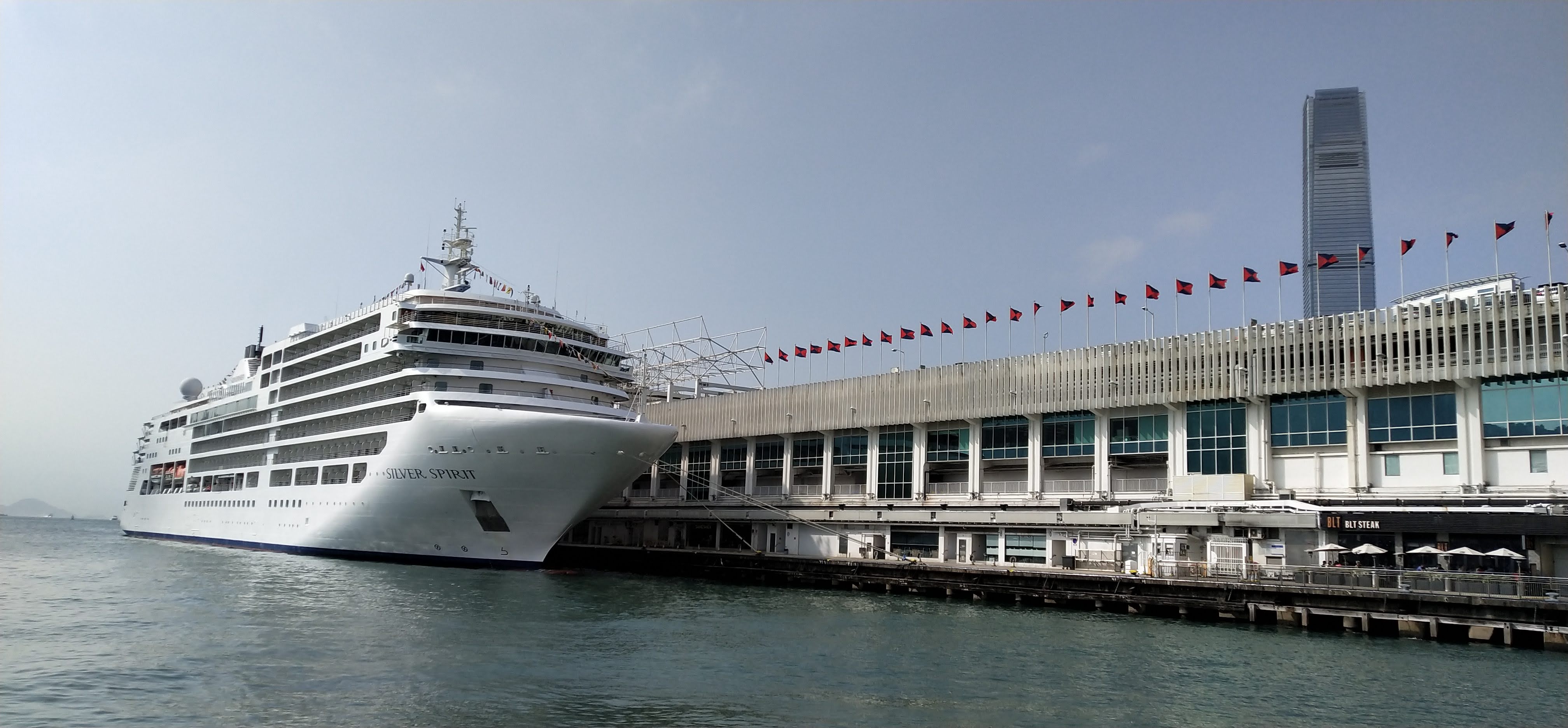 White cruise ship, Ocean Terminal, ICC