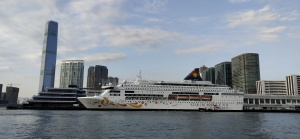 ICC Building, white cruise ship, cruise terminal