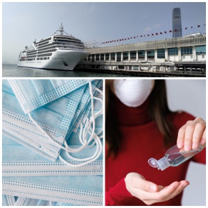 cruise, cruise terminal, ICC, masks, sanitizing hands