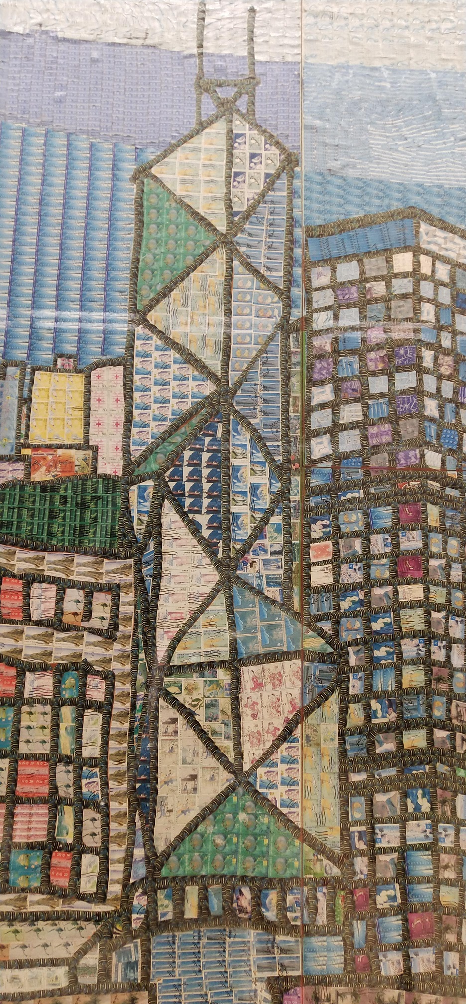 Bank of China in the mosaic by stamp