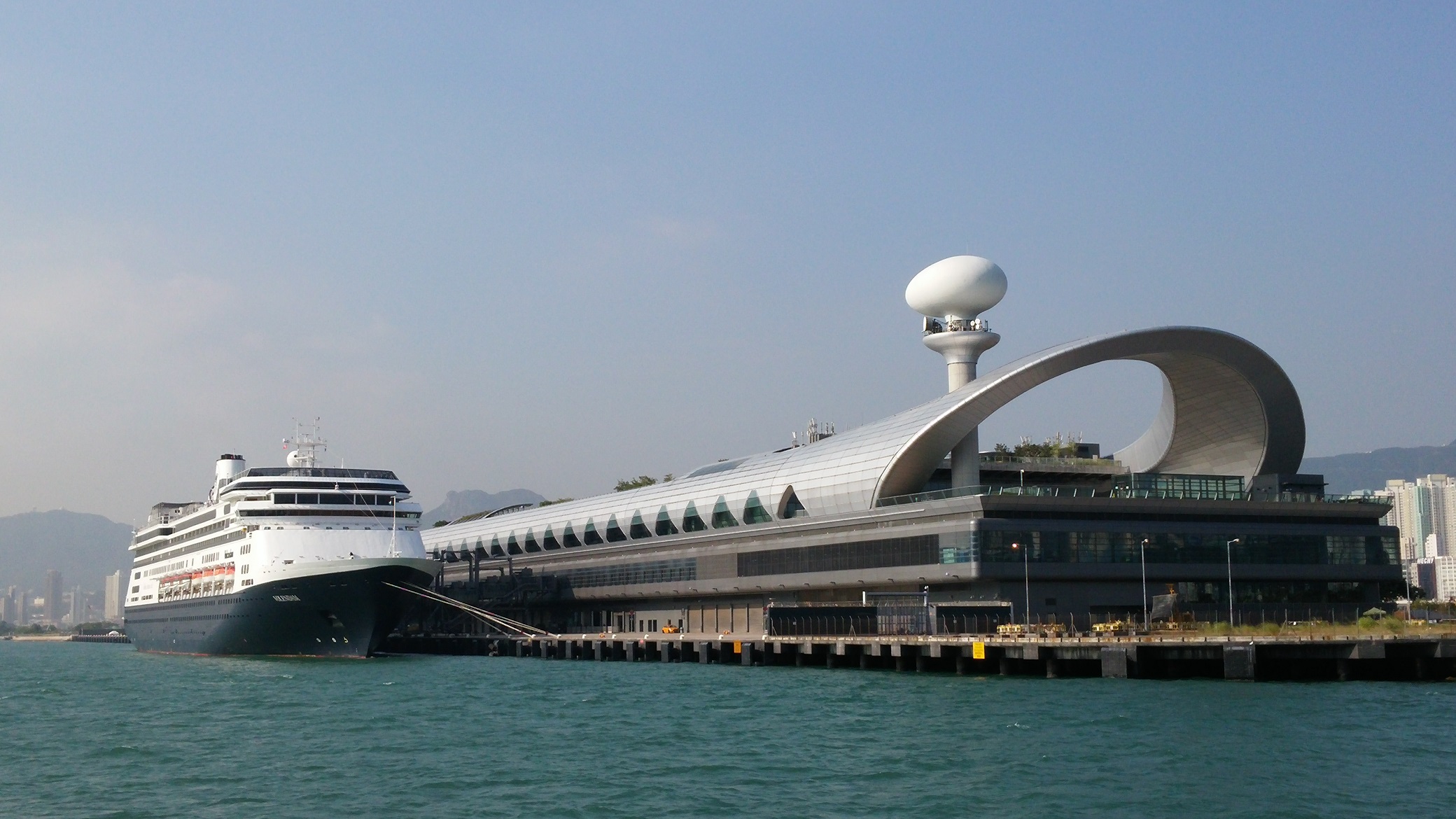 Volendam berthing at Kai Tak Cruise Terminal