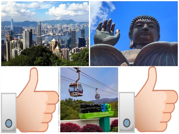 Victoria Peak, Big Buddha, thumb up, Ngong Ping Cable Car, Thumb up