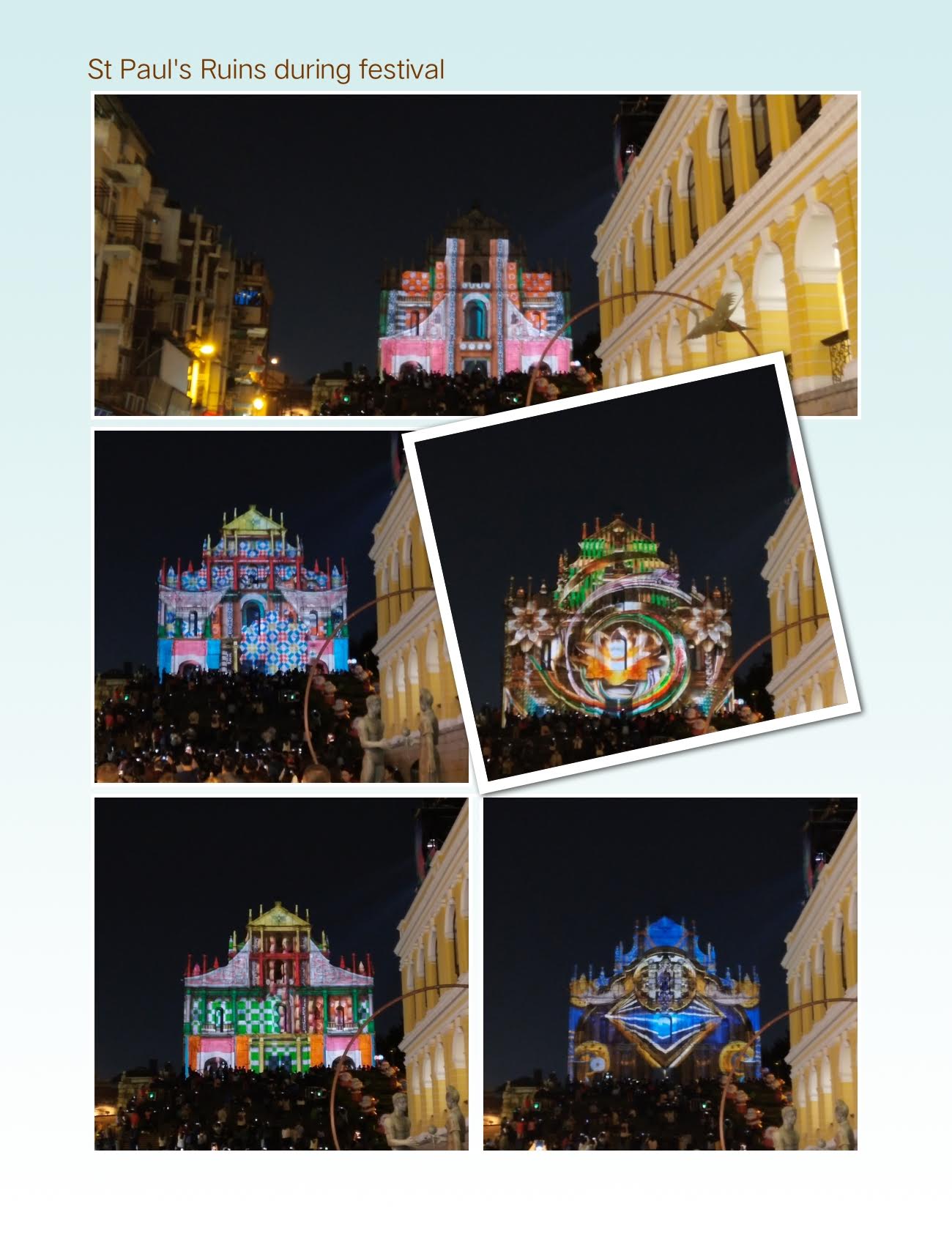 Collage for 2019 Macau Light Festival at St Paul's Ruins