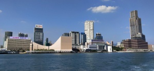 Autumn Clear view of Tsim Sha Tsui waterfront from Star Ferry Boat