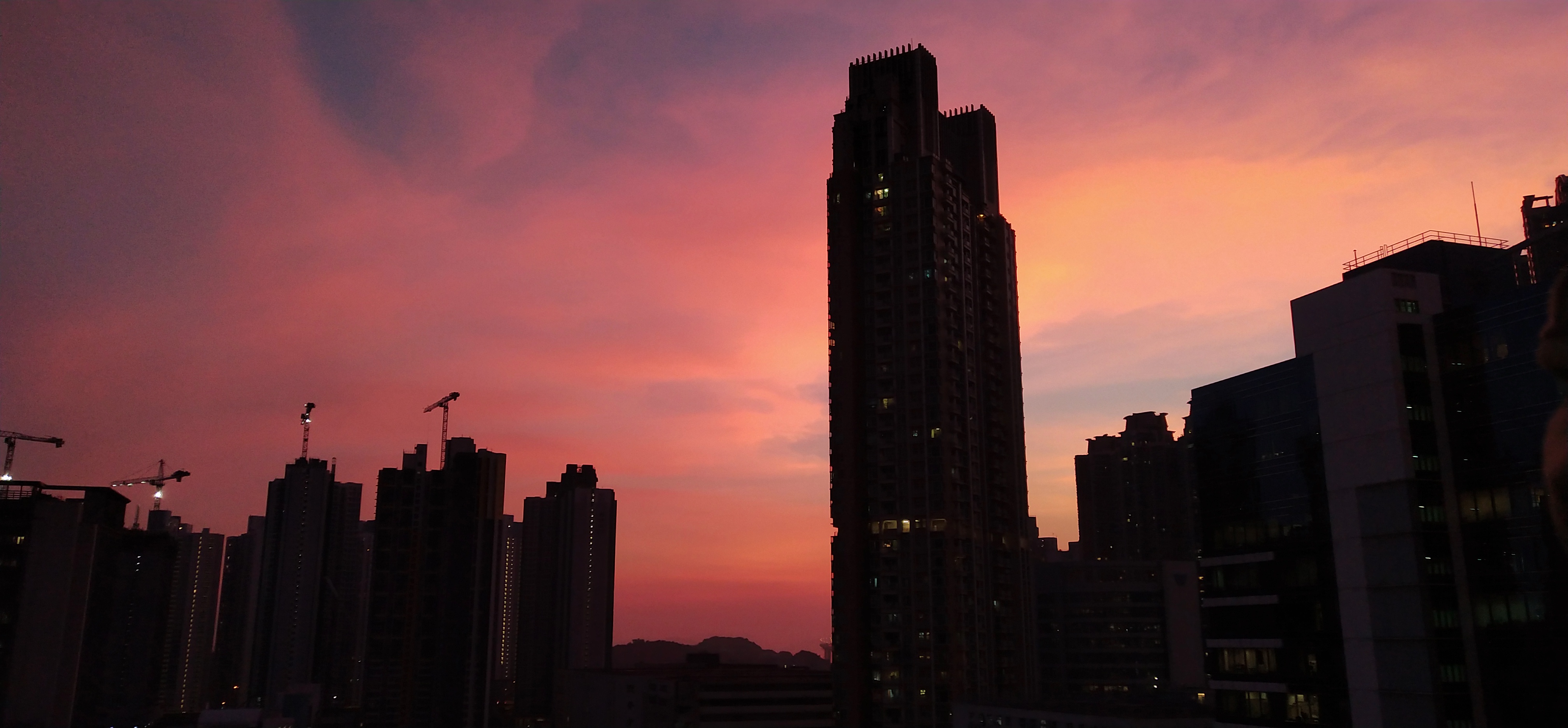 Beautiful sky caused by theTropical Cyclone Saudel far away from Hong Kong
