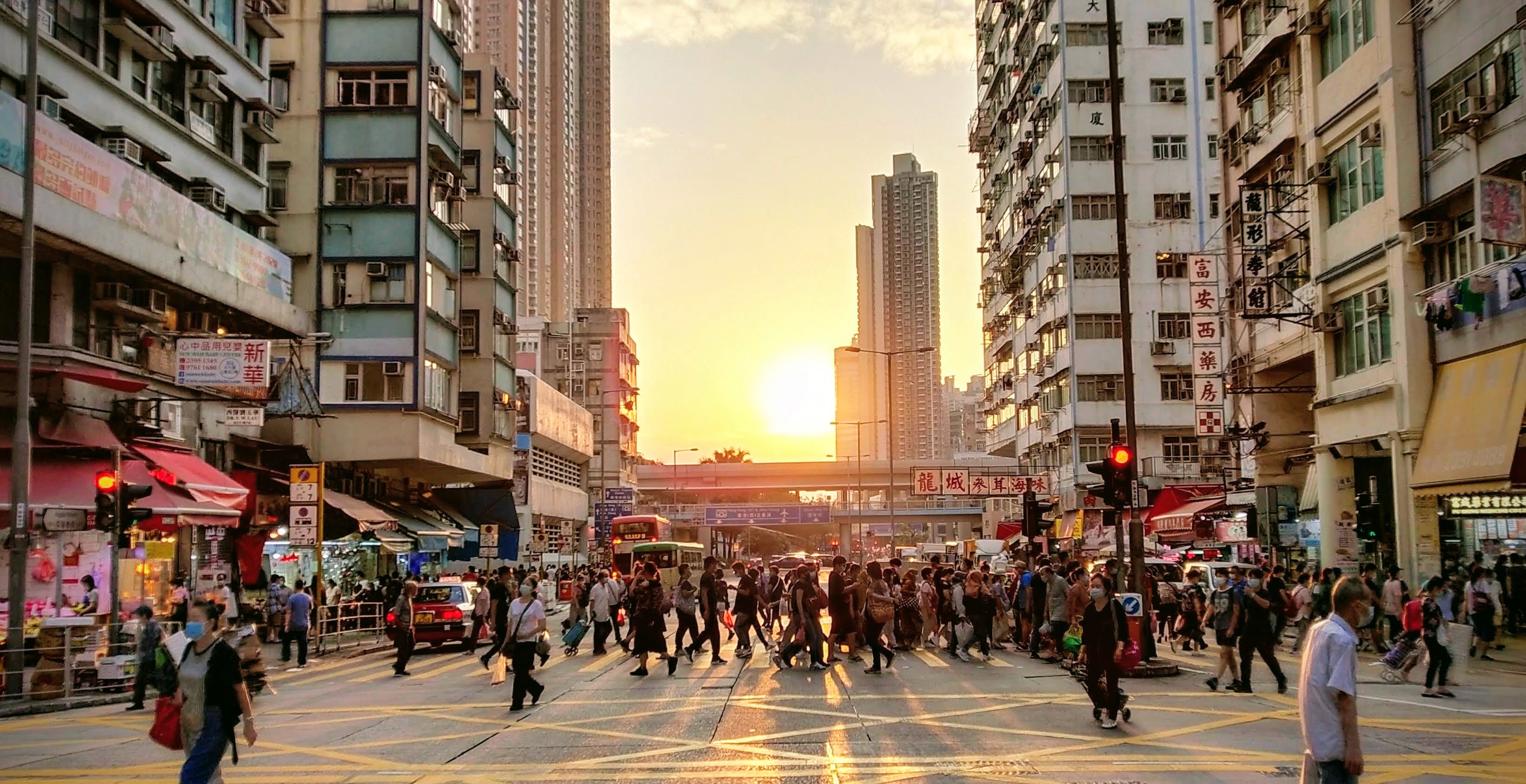 See pretty sunset in the fall of Hong Kong easily