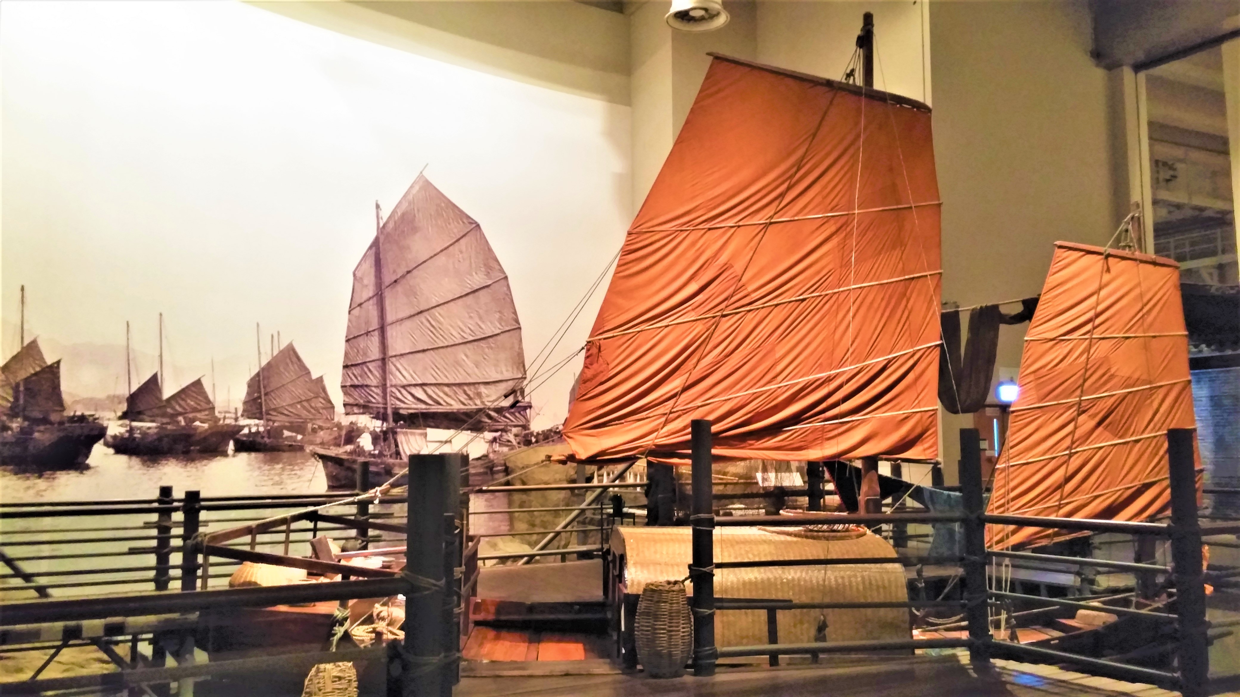 Junk boat scenery at Hong Kong Story exhibition