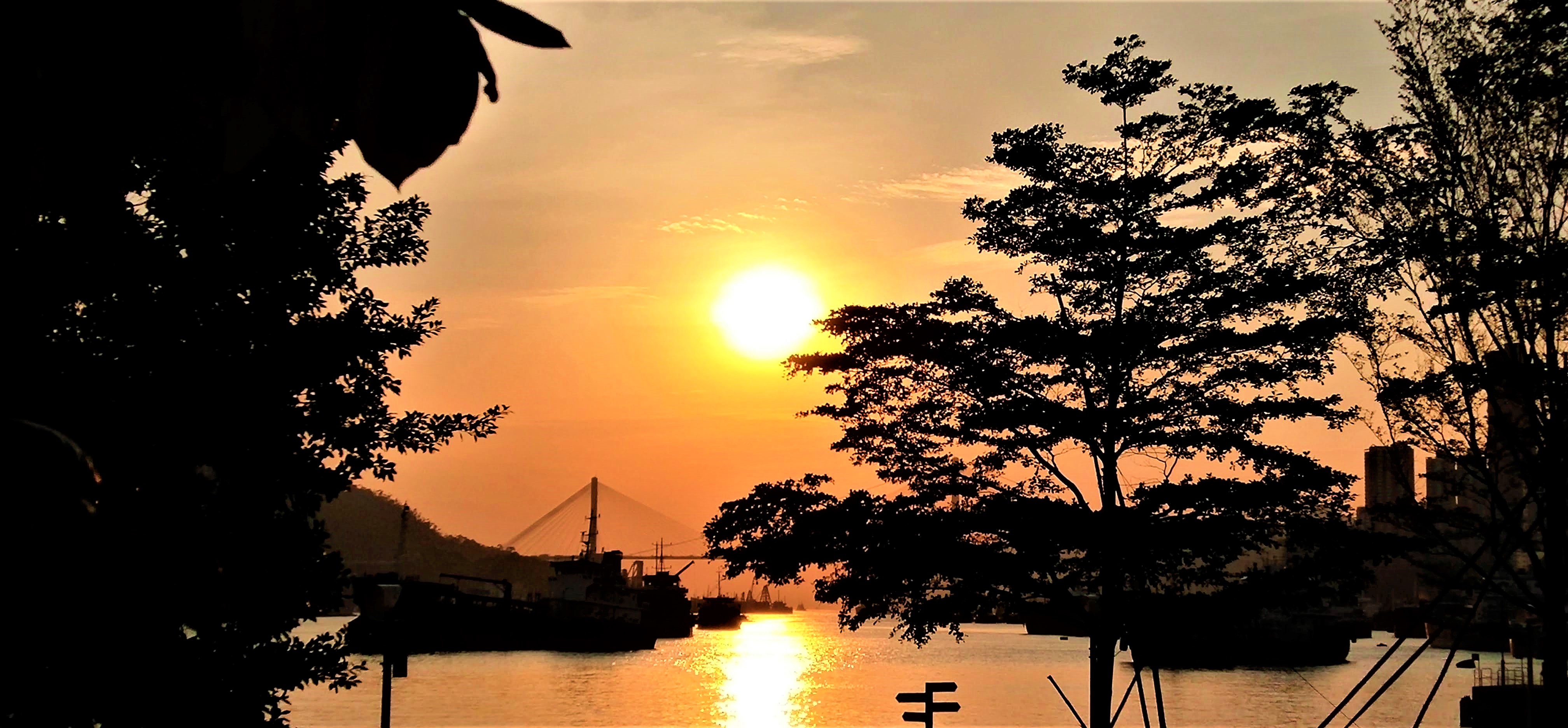 Great Ting Kau Bridge under the nice sunset