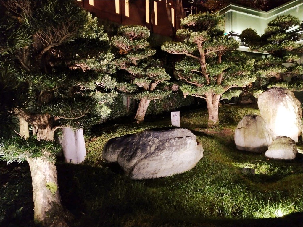 Chinese landscaping in Nan Lian Garden at night