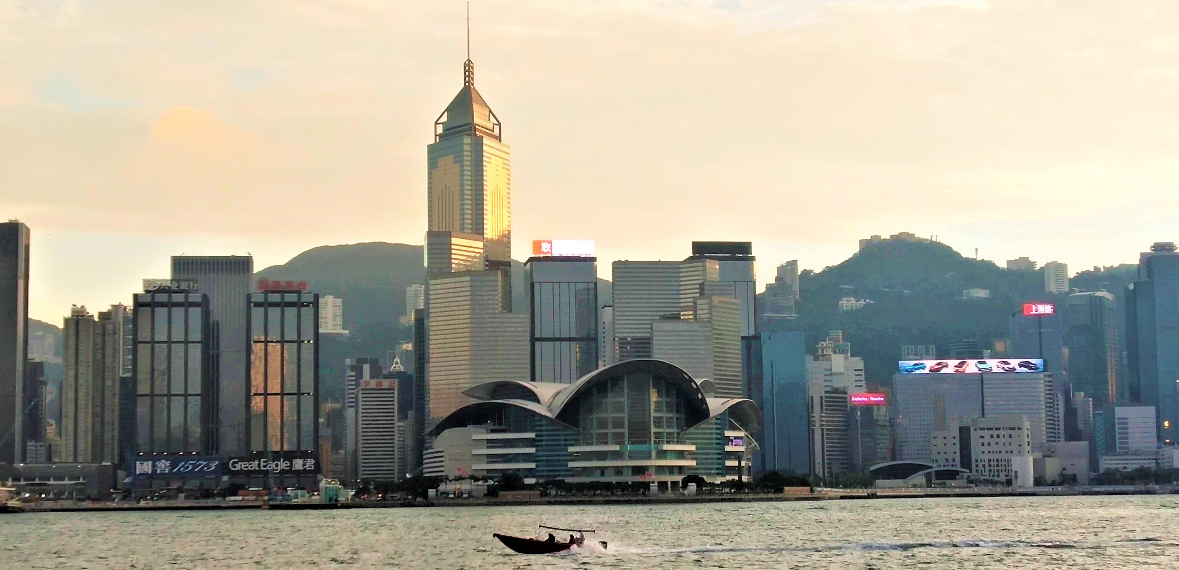 The calm Victoria Harbor under Covid-19.