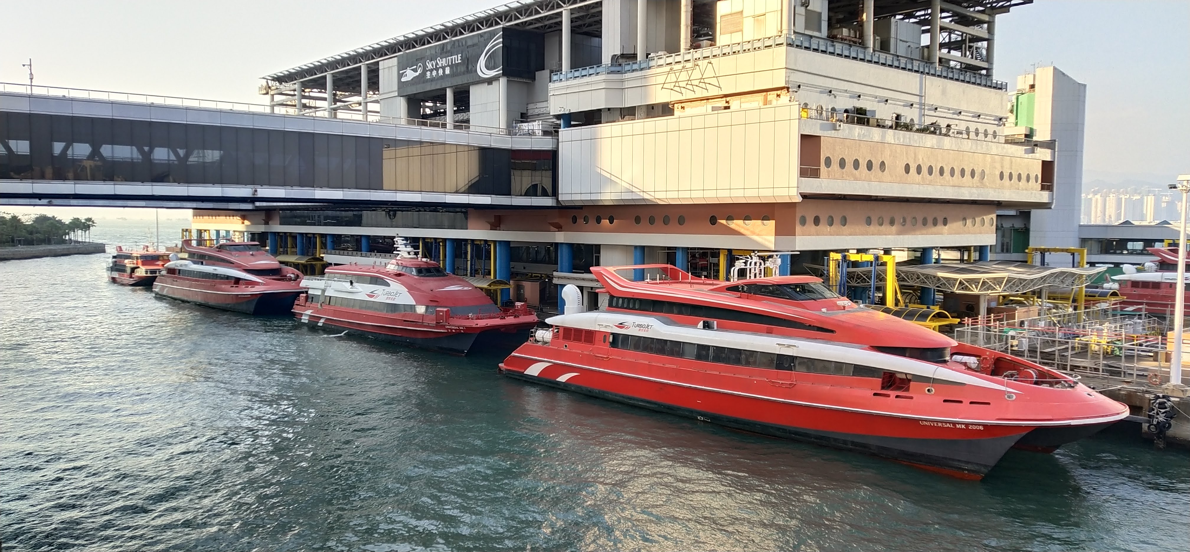 Turbojet Catamarans are mooring at pier.