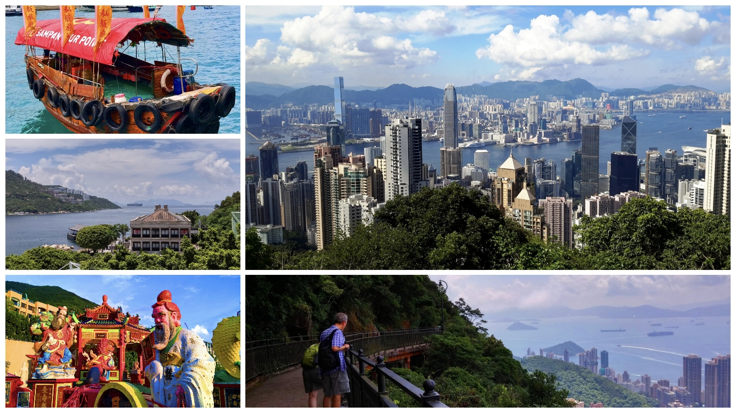 sampan boat, Murray house Stanley, Repulse Bay statues, Victoria Peak, Lugard Road