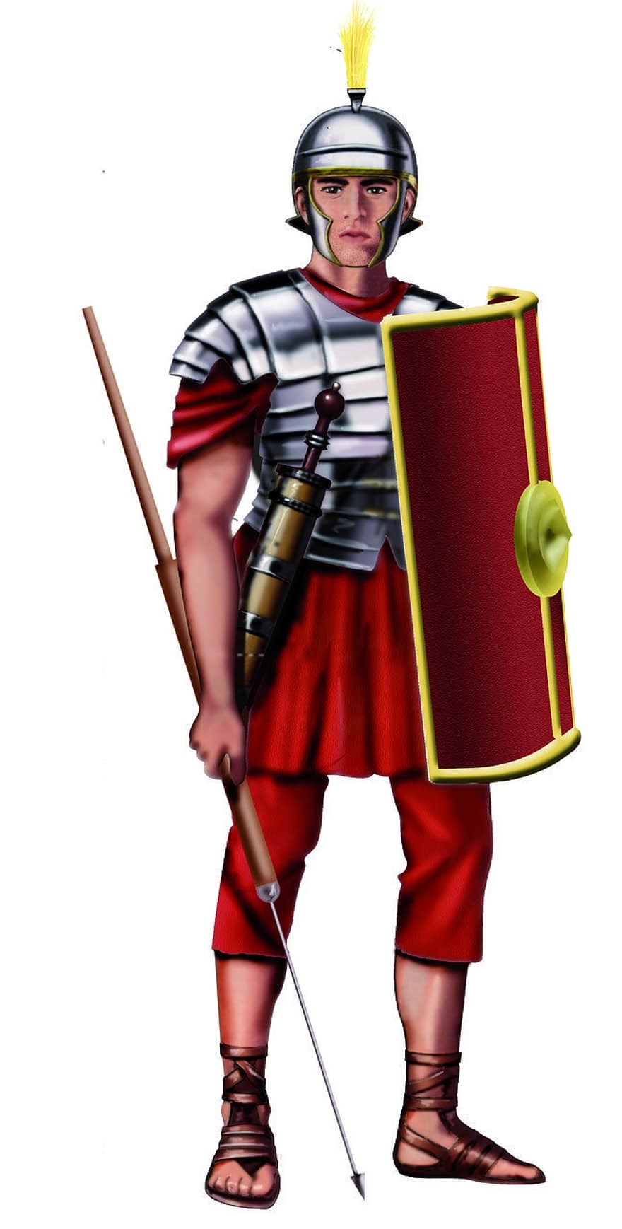 Roman soldiers used shield to protect themselves against enemies' arrows and spears.