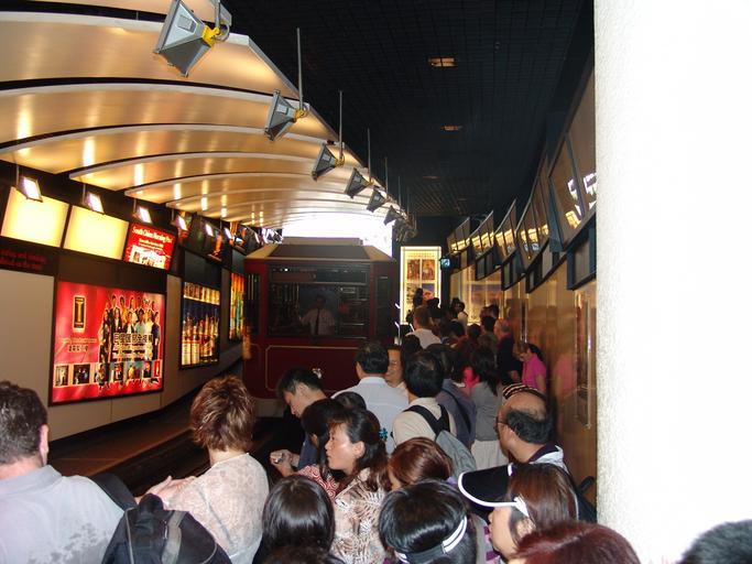 Crowd at the Peak Tram Lower Terminus platform in the past