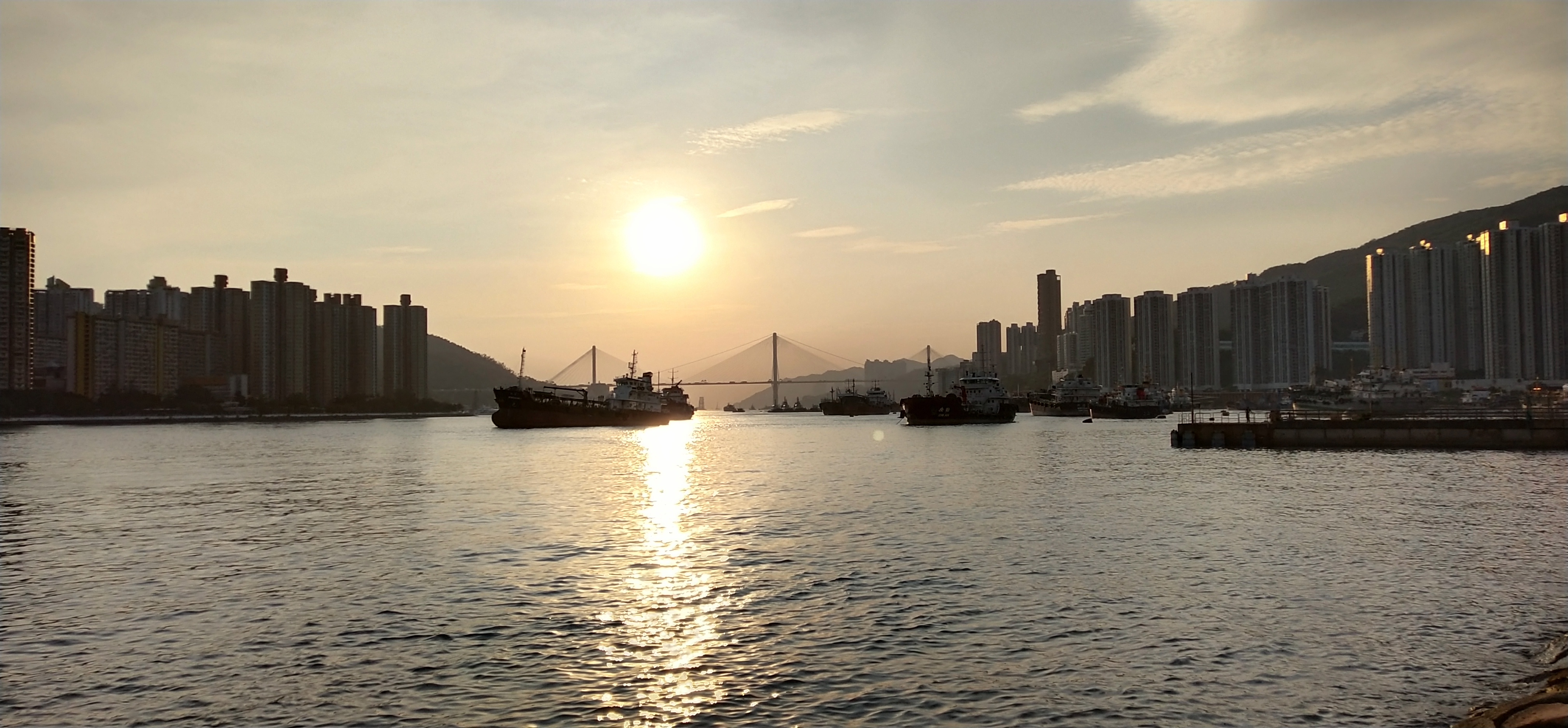 See sunset at Tsuen Wan Park waterfront