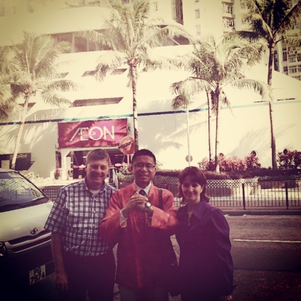 Frank the tour guide took photo with clients took photo at Whampoa during a private tour on Chinese New Year Day.