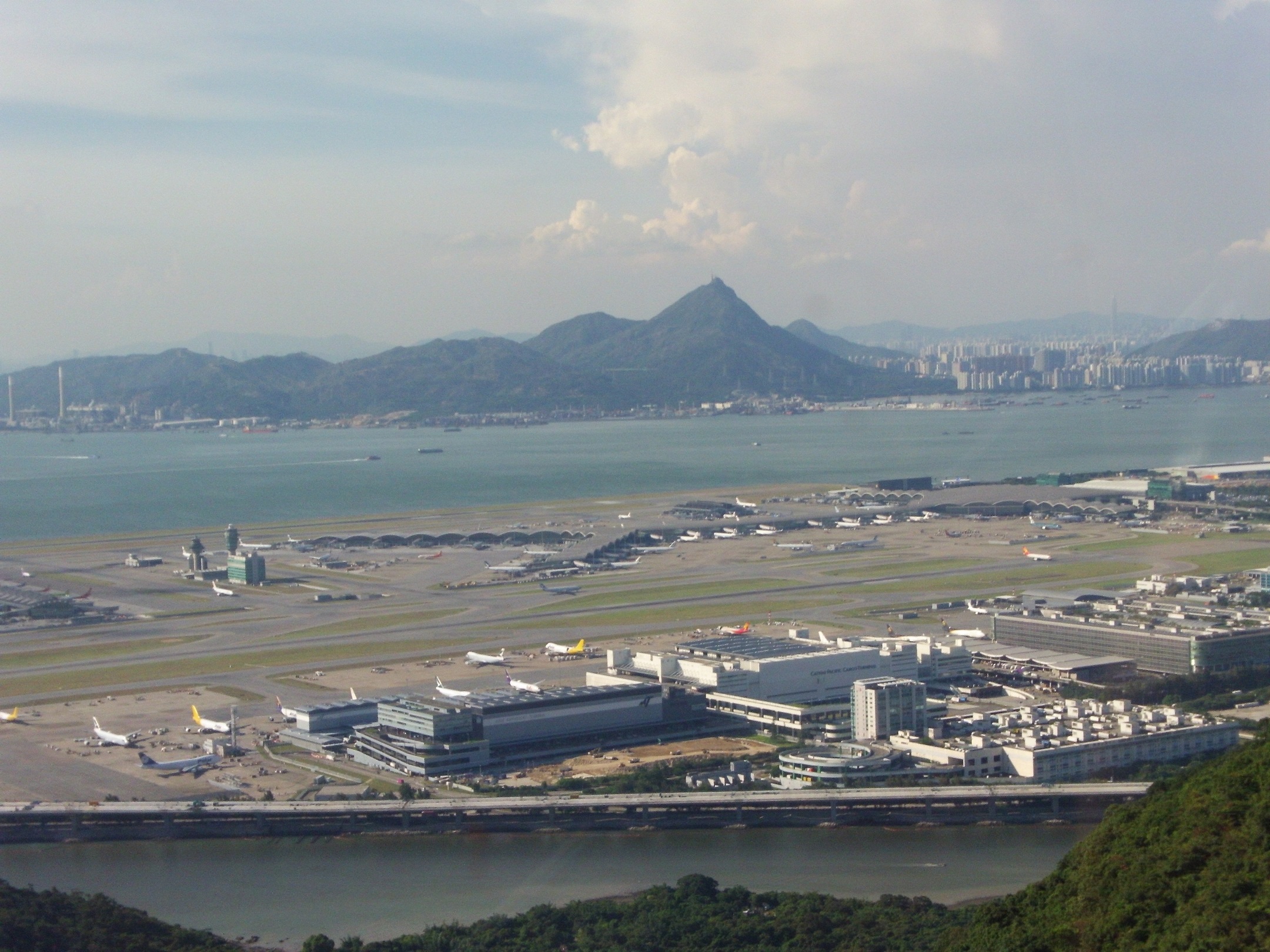 Take photo for Castle Peak from Ngong Ping 360 Cable Car