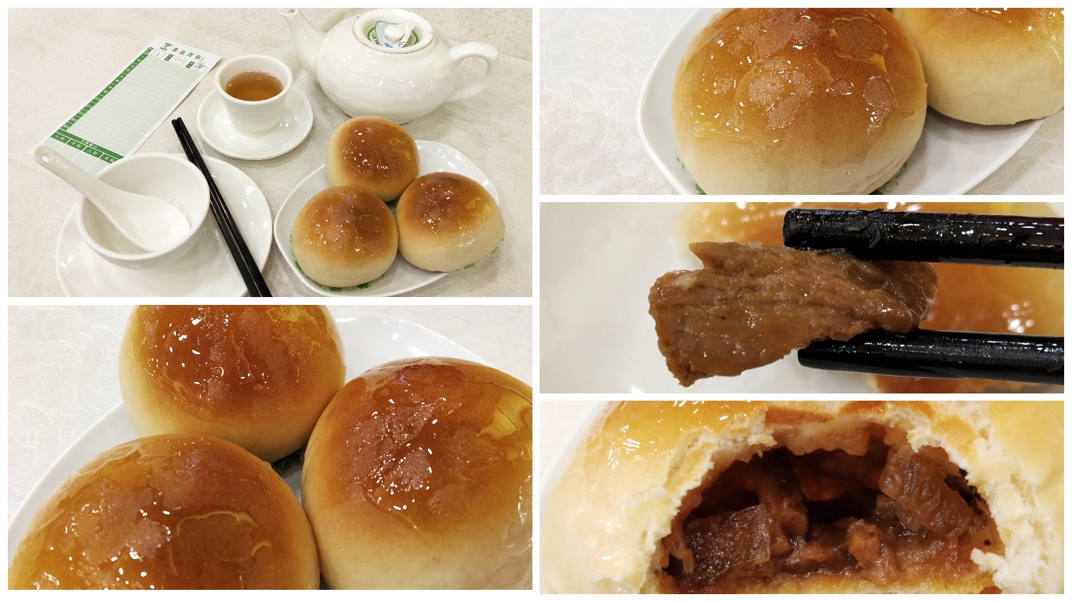 Western style baked BBQ pork bun in Hong Kong's dim sum restaurant