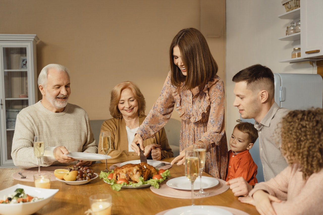 family enjoys meal 