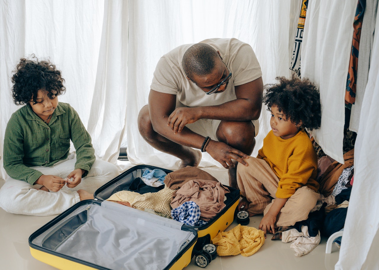 family, packing, suitcase