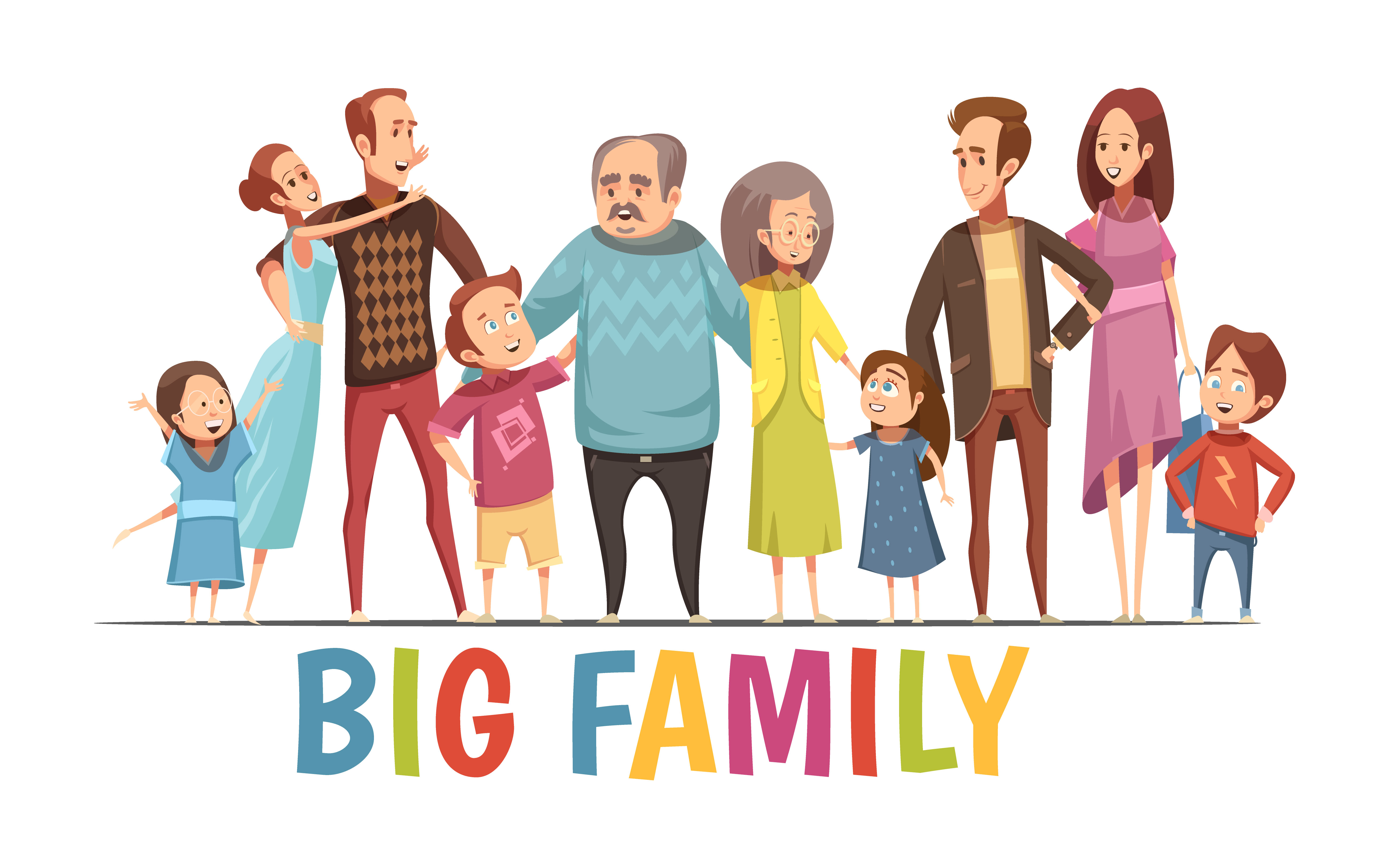 large family cartoon