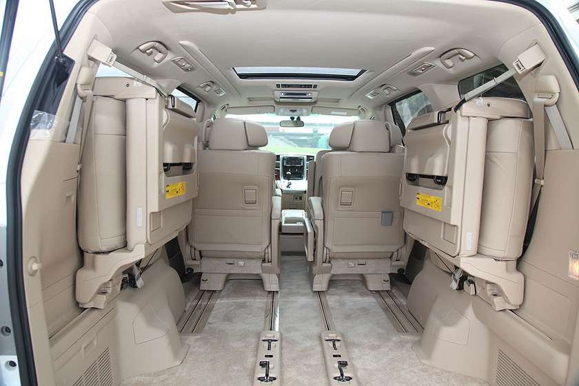 The large trunk of Toyota Alphard private car.