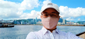 Frank the tour guide took selfie at Kwun Tong Promenade in June 2021.