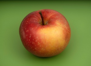 Apple, green background