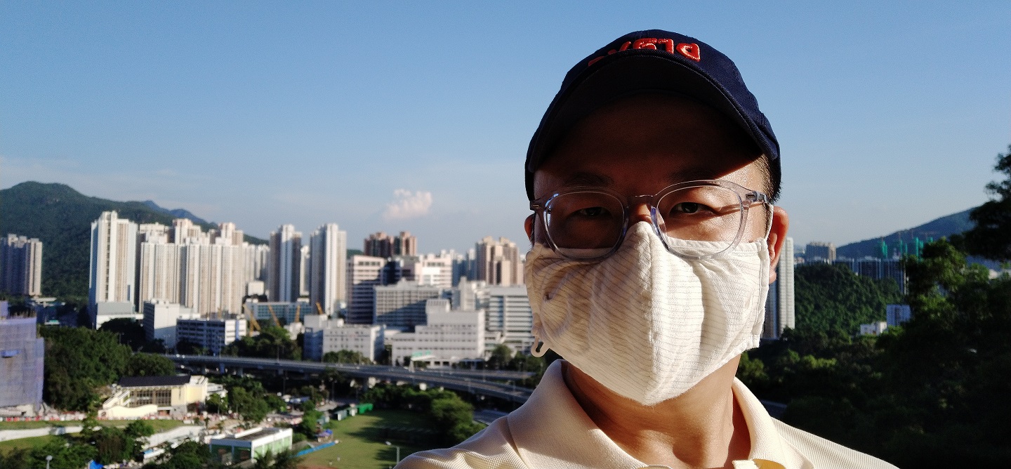 Frank the tour guide takes selfie at Shui Chuen O Estate
