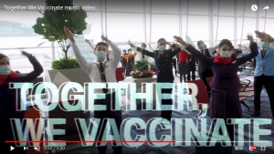 Screenshot of Together We Vaccinate music video
