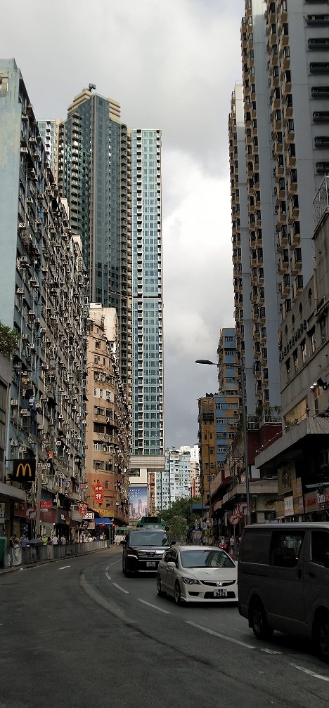Old residential area near the hotels in Kwun Tong, which is near the Kai Tak Cruise Terminal.