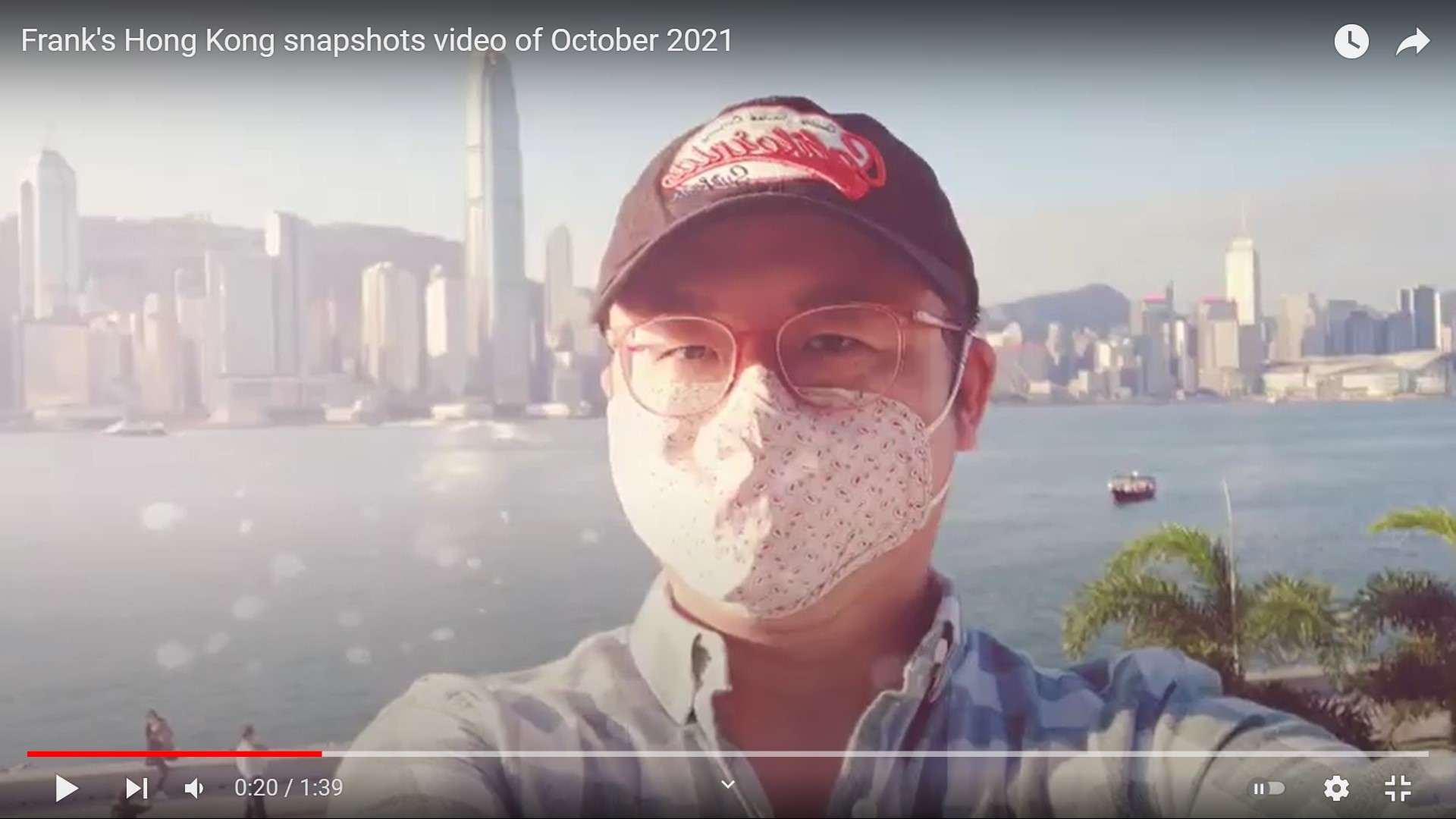 Frank takes selfie at West Kowloon Waterfront Promenade.